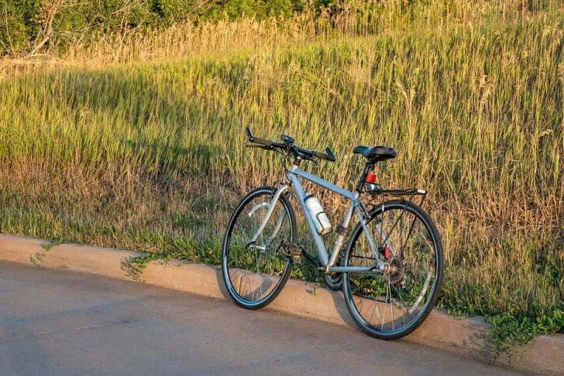 hybrid bicycle on bike trail